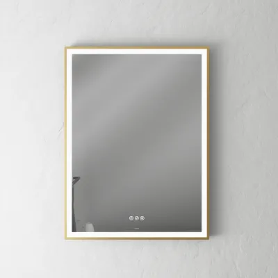 Pulcher Soho Mirror PSM-6080 - 60x80 cm. Mirror with light and light control, Matt Brass colored frame