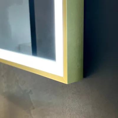 Pulcher Soho Mirror PSM-8080 - 80x80 cm. Mirror with light and light control, Matt Brass colored frame