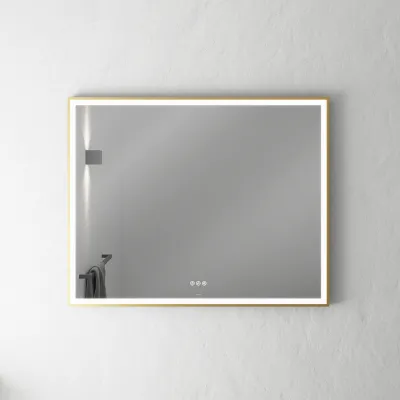 Pulcher Soho Mirror PSM-1080 - 100x80 cm. Mirror with light and light control, Matt Brass colored frame