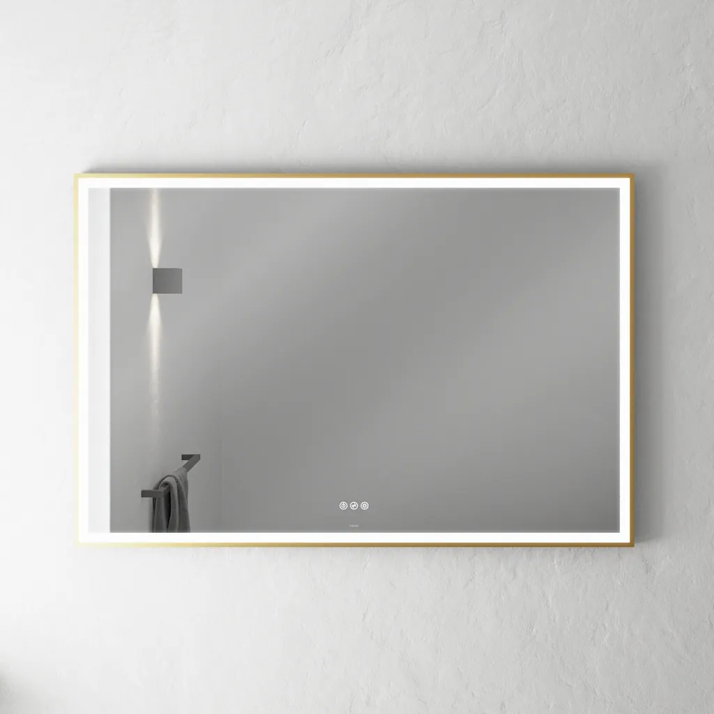 Pulcher Soho Mirror PSM-1280 - 120x80 cm. Mirror with light and light control, Matt Brass colored frame