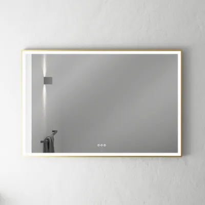 Pulcher Soho Mirror PSM-1280 - 120x80 cm. Mirror with light and light control, Matt Brass colored frame