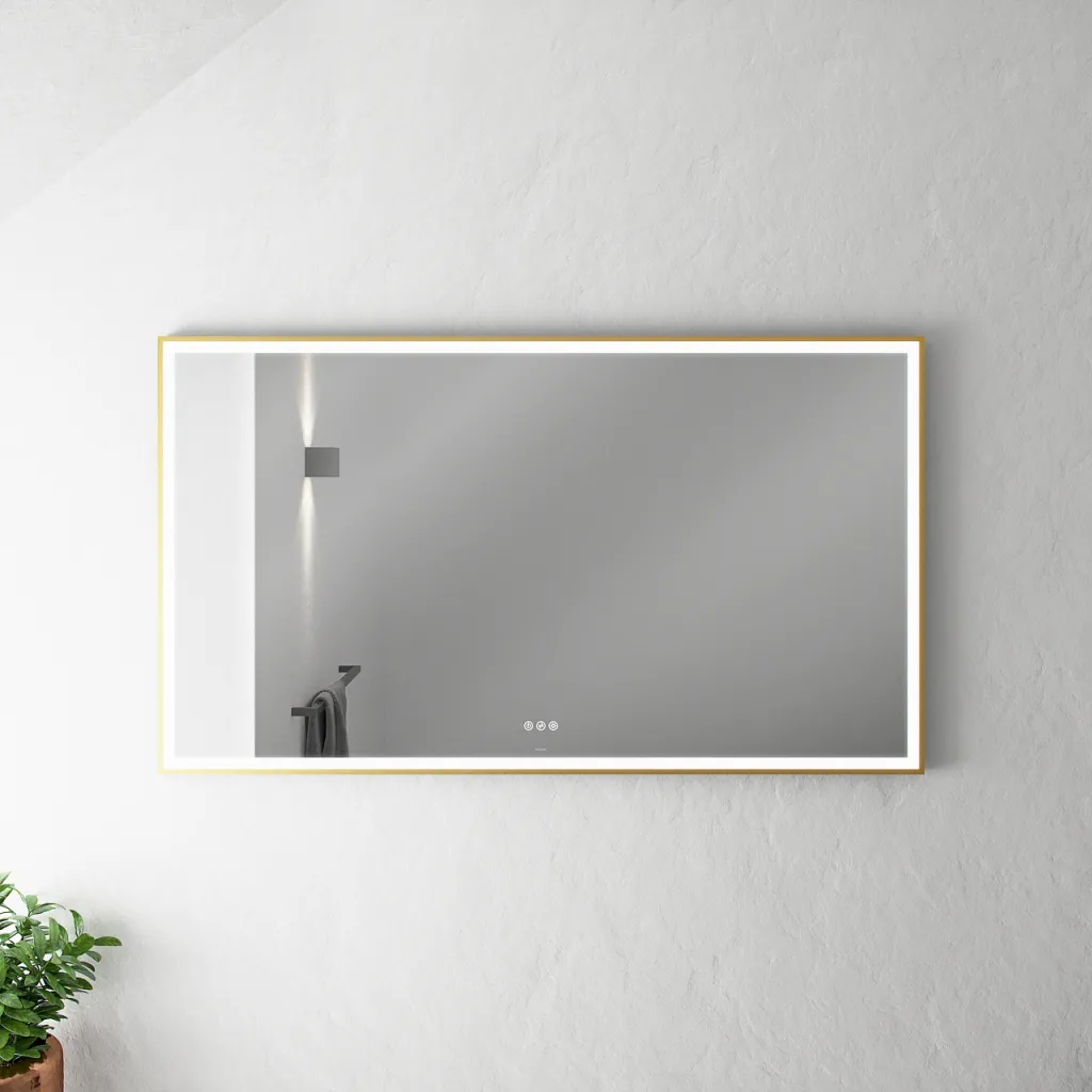 Pulcher Soho Mirror PSM-1480 - 140x80 cm. Mirror with light and light control, Matt Brass colored frame