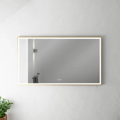 Pulcher Soho Mirror PSM-1480 - 140x80 cm. Mirror with light and light control, Matt Brass colored frame