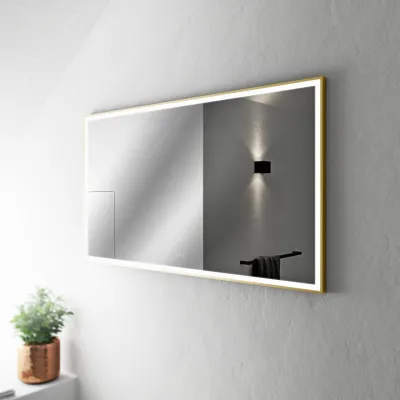 Pulcher Soho Mirror PSM-1480 - 140x80 cm. Mirror with light and light control, Matt Brass colored frame