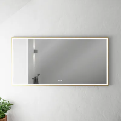 Pulcher Soho Mirror PSM-1680 - 160x80 cm. Mirror with light and light control, Matt Brass colored frame