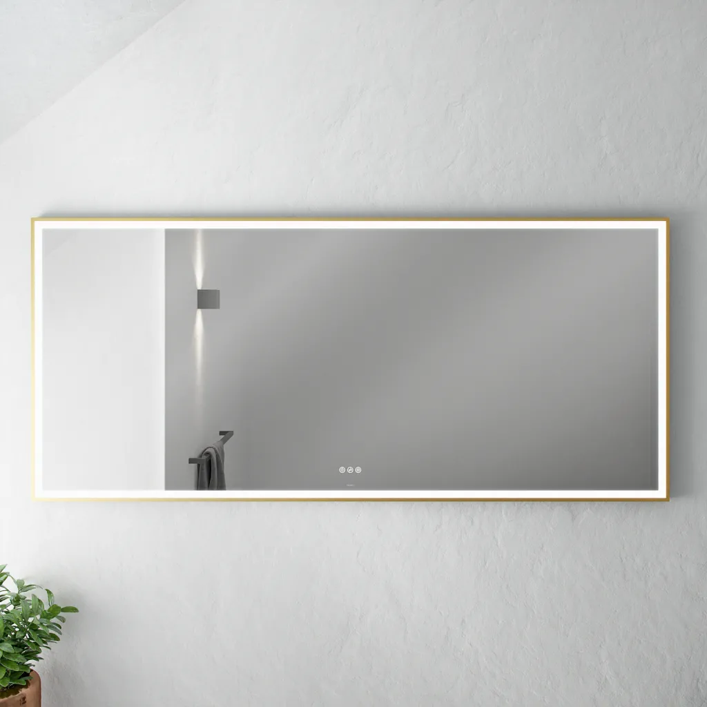 Pulcher Soho Mirror PSM-1880 - 180x80 cm. Mirror with light and light control, Matt Brass colored frame