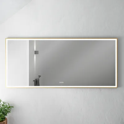 Pulcher Soho Mirror PSM-1880 - 180x80 cm. Mirror with light and light control, Matt Brass colored frame