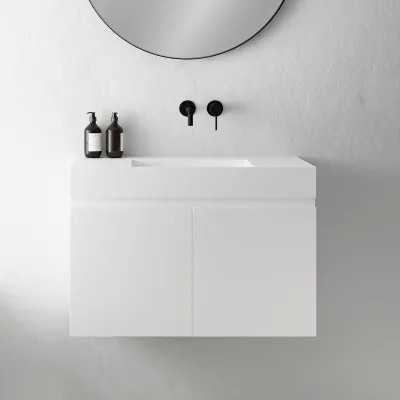 Compact Inside 080C - Washbasin cabinet 80x35, Matte White SolidTec®