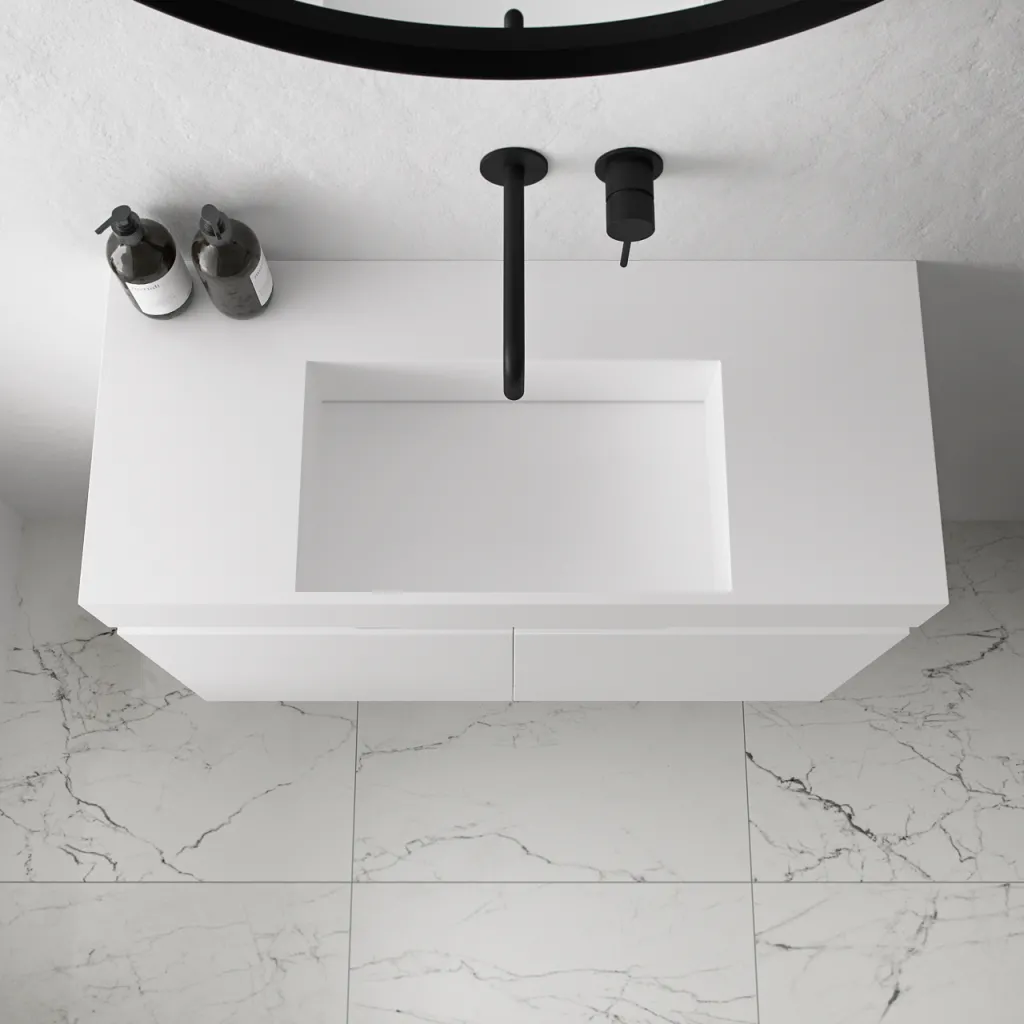 Compact Inside 080C - Washbasin cabinet 80x35, Matte White SolidTec®