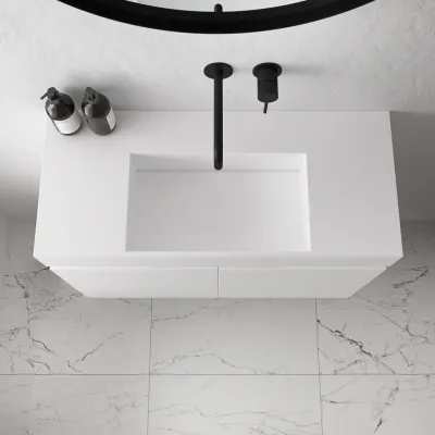Compact Inside 080C - Washbasin cabinet 80x35, Matte White SolidTec®