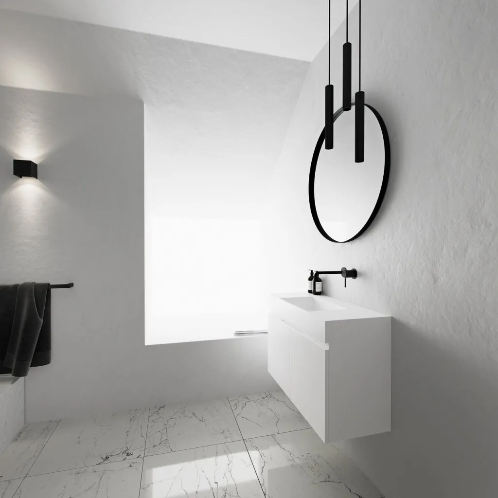 Compact Inside 080C - Washbasin cabinet 80x35, Matte White SolidTec®