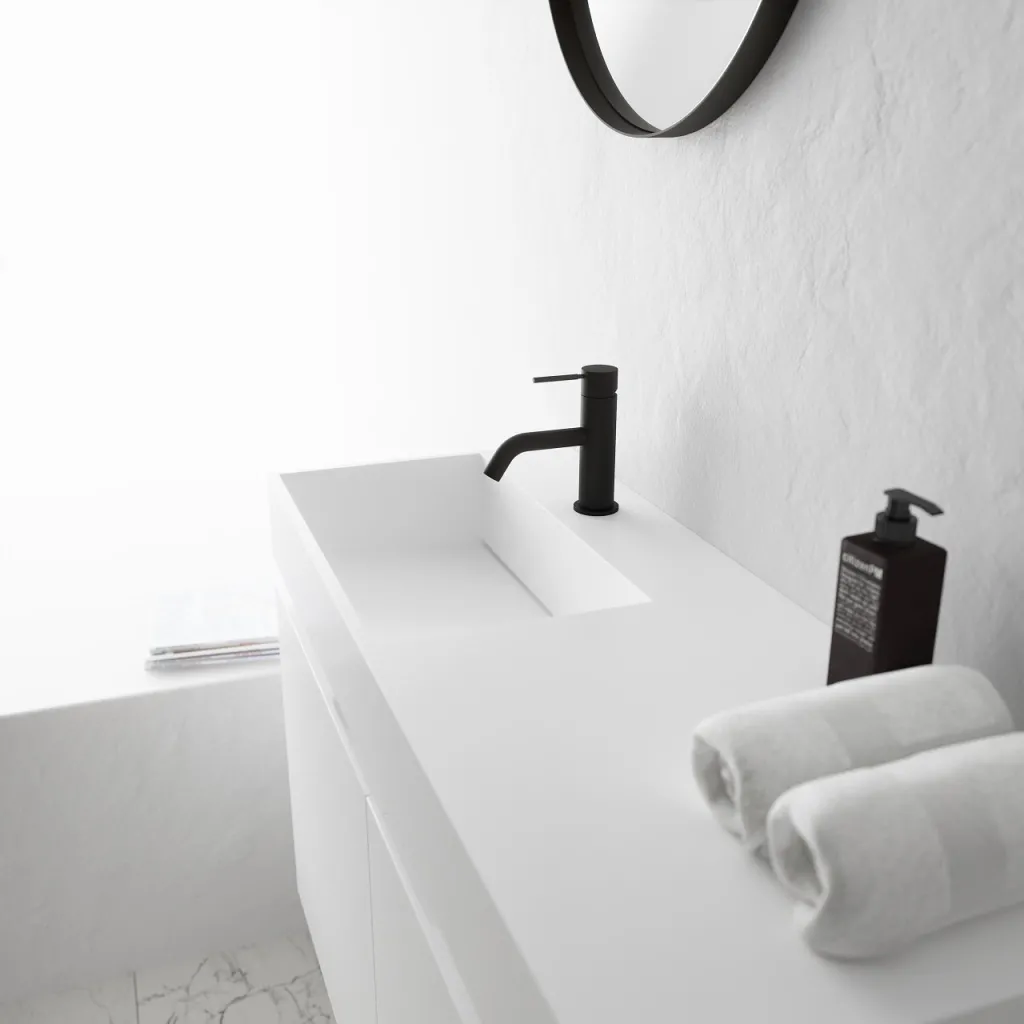 Compact Inside 090L - Washbasin cabinet 90x35, Matt White SolidTec®