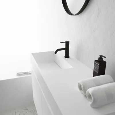 Compact Inside 090L - Washbasin cabinet 90x35, Matt White SolidTec®