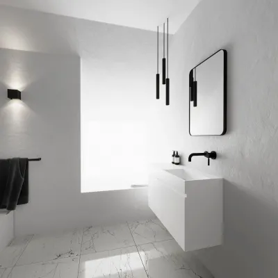 Compact Inside 090R - Washbasin cabinet 90x35, Matt White SolidTec®