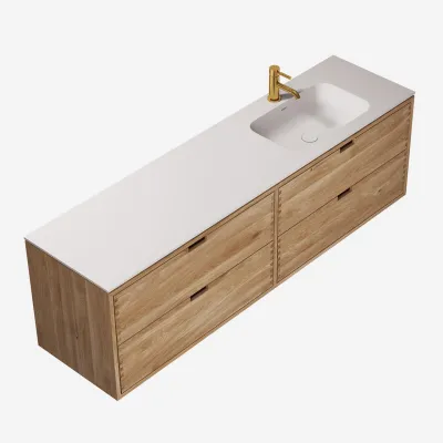 CPH Tapwork Soft 180R - Finger-tapped cabinetry in Natural Oak including Mathvid SolidTec® Sink