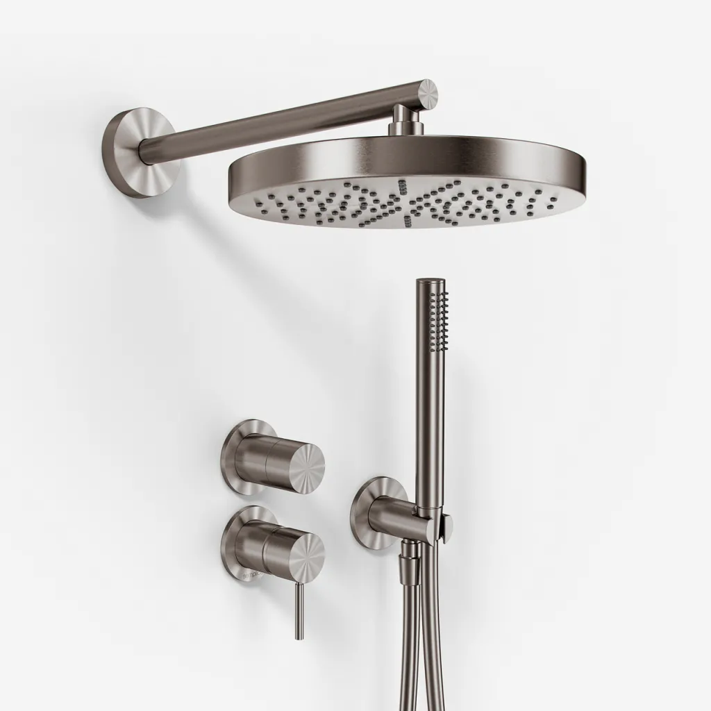 Semplice SBR901 S01 - Shower set Ø24 cm, Wall, PVD Brushed Steel