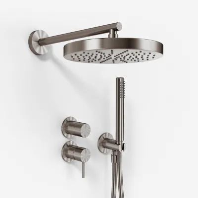 Semplice SBR901 S01 - Shower set Ø24 cm, Wall, PVD Brushed Steel