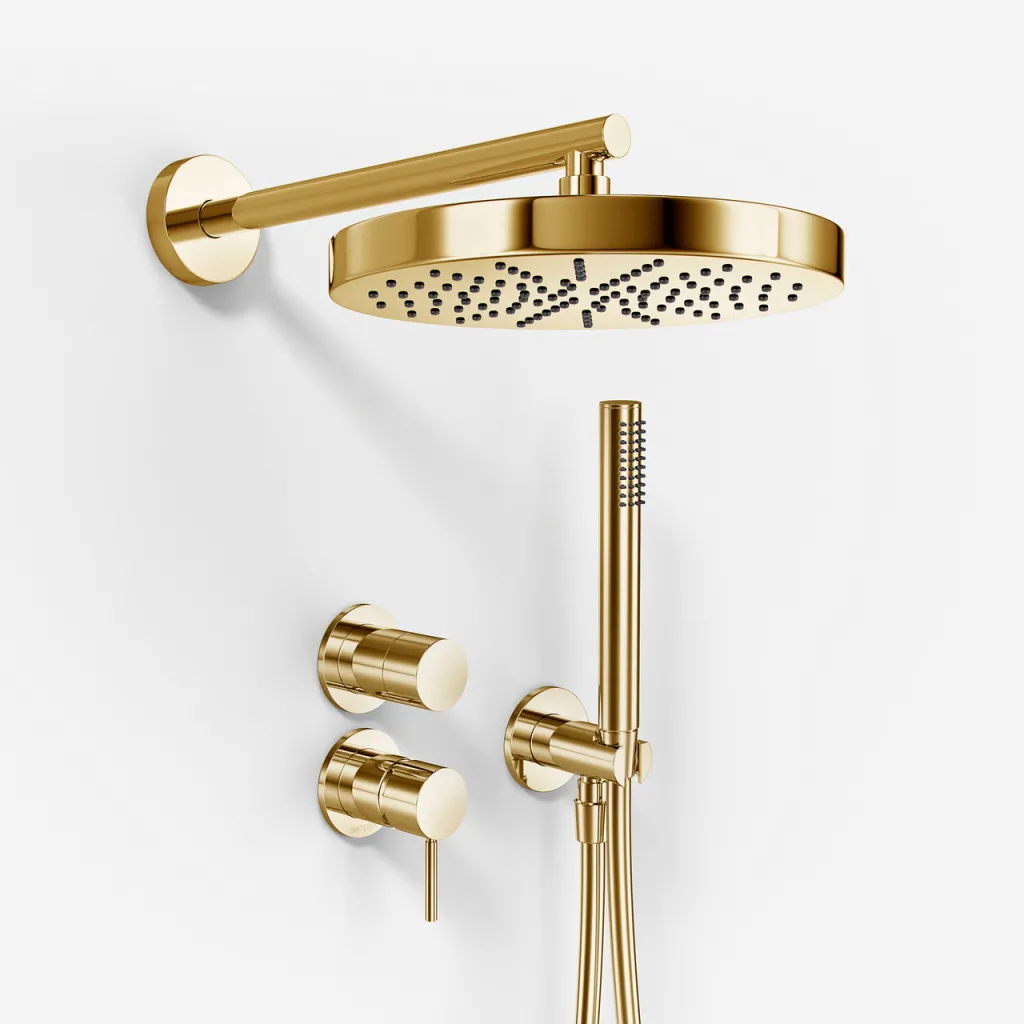Semplice SBR901 S01 - Shower set Ø24 cm, Wall, Polished Brass Natural