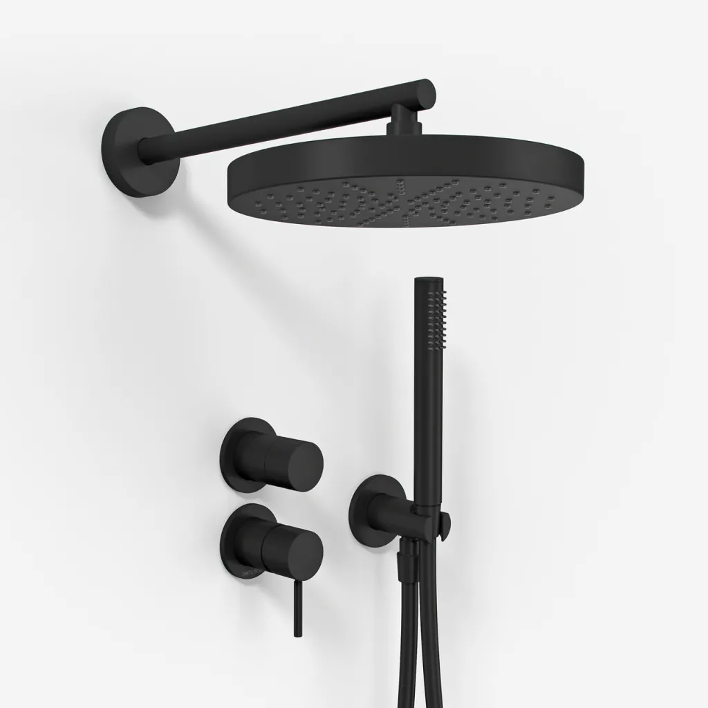 Semplice SBR901 S01 - Shower set Ø24 cm, Wall, Matte black