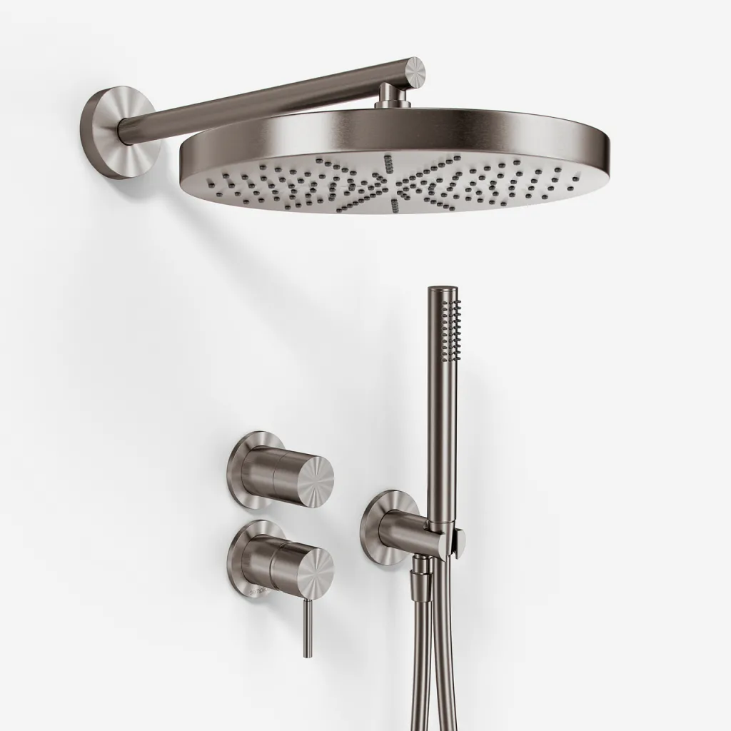 Semplice SBR901 S02 - Shower set Ø28 cm, Wall, PVD Brushed Steel