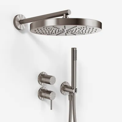 Semplice SBR901 S02 - Shower set Ø28 cm, Wall, PVD Brushed Steel
