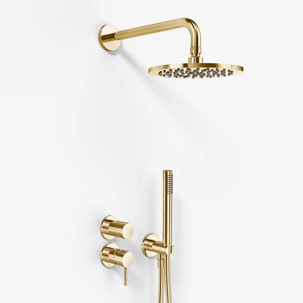 Semplice SBR901 S05 - Shower faucet Ø20 cm, Wall, Polished Brass Natural