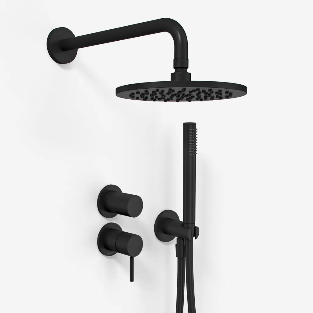 Semplice SBR901 S05 - Shower mixer Ø20 cm, Wall, Matte black