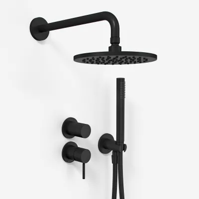 Semplice SBR901 S05 - Shower mixer Ø20 cm, Wall, Matte black