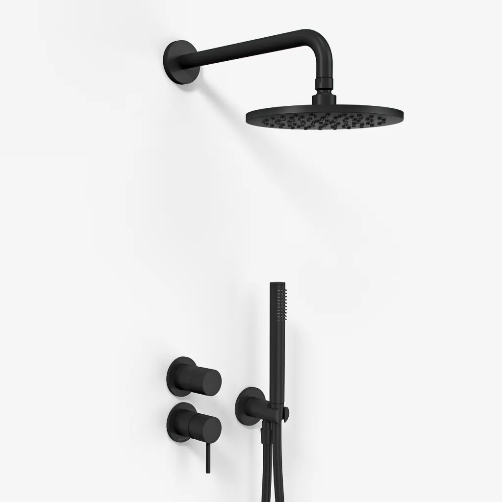 Semplice SBR901 S05 - Shower mixer Ø20 cm, Wall, Matte black
