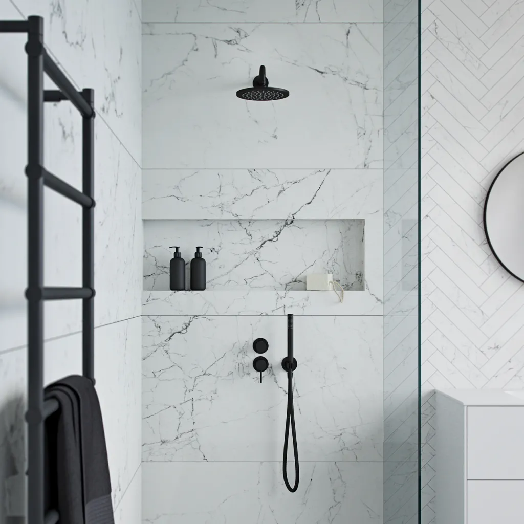 Semplice SBR901 S05 - Shower mixer Ø20 cm, Wall, Matte black