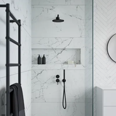 Semplice SBR901 S05 - Shower mixer Ø20 cm, Wall, Matte black