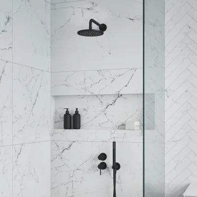 Semplice SBR901 S05 - Shower mixer Ø20 cm, Wall, Matte black