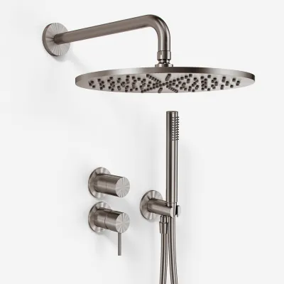 Semplice SBR901 S07 - Shower set Ø30 cm, Wall, PVD Brushed Steel