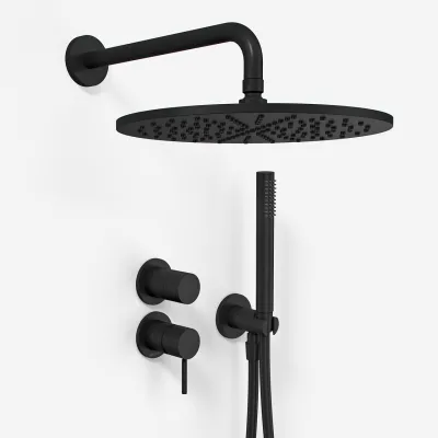Semplice SBR901 S07 - Shower set Ø30 cm, Wall, Matt black