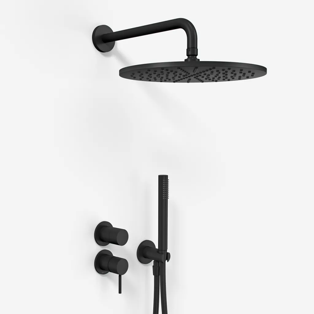 Semplice SBR901 S07 - Shower set Ø30 cm, Wall, Matt black