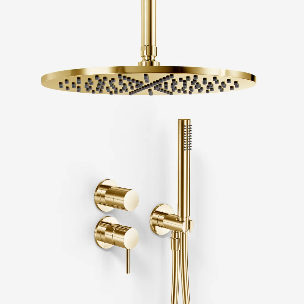 Semplice SBR901 S10 - Shower set Ø30 cm, Ceiling, Polished Brass Natural