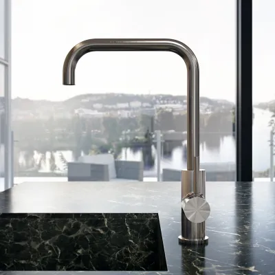 Semplice SKV102 - Kitchen mixer tap, U22-Spout, PVD Brushed Steel