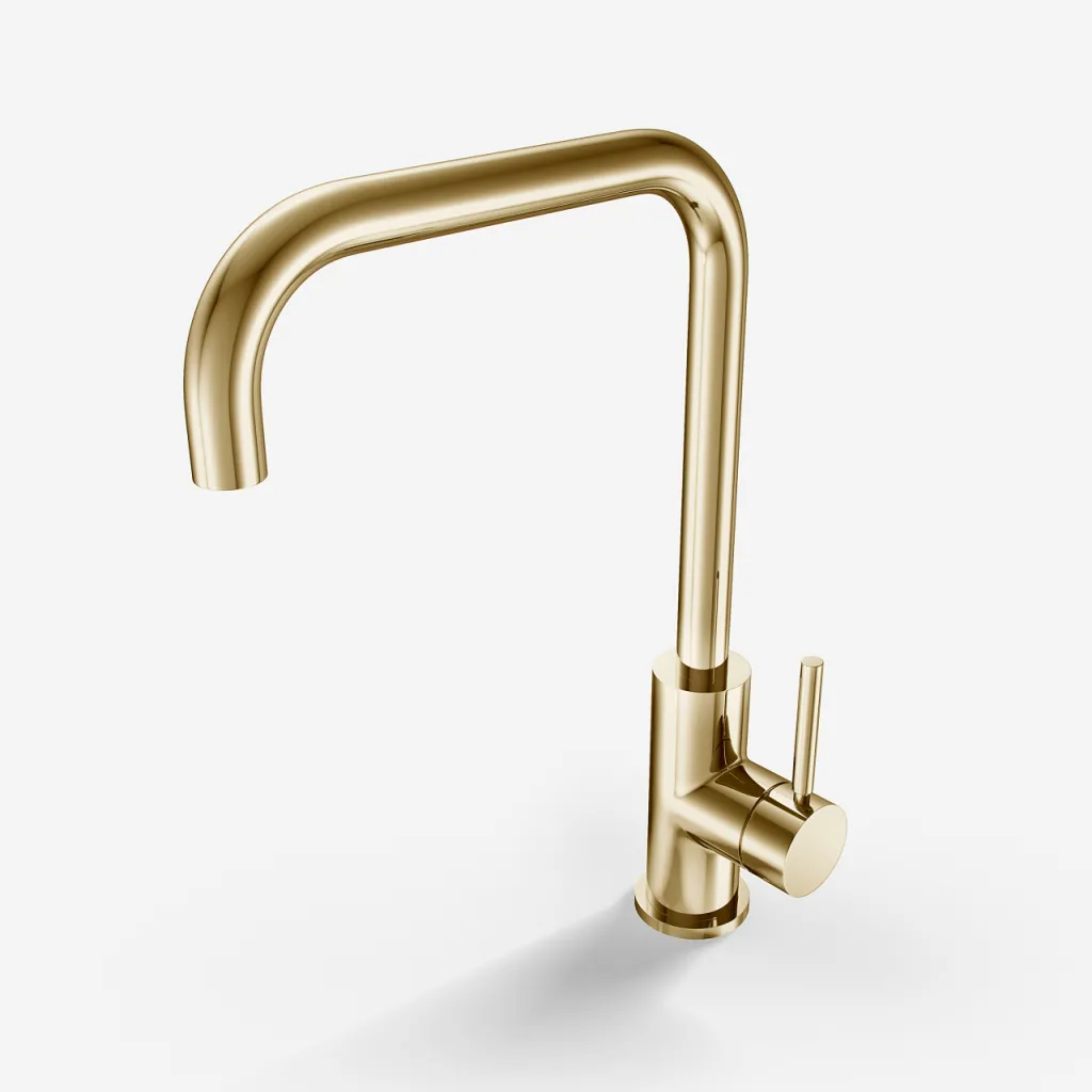 Semplice SKV102 - Kitchen mixer tap, U22-Spout, Polished Brass Natural