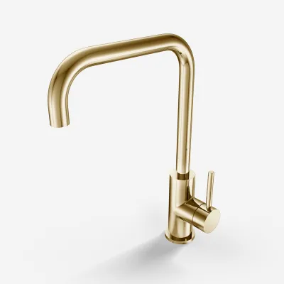 Semplice SKV102 - Kitchen mixer tap, U22-Spout, Polished Brass Natural