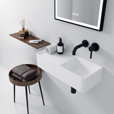 Coco 5R - Washbasin 60x25 cm, Matt White SolidTec®