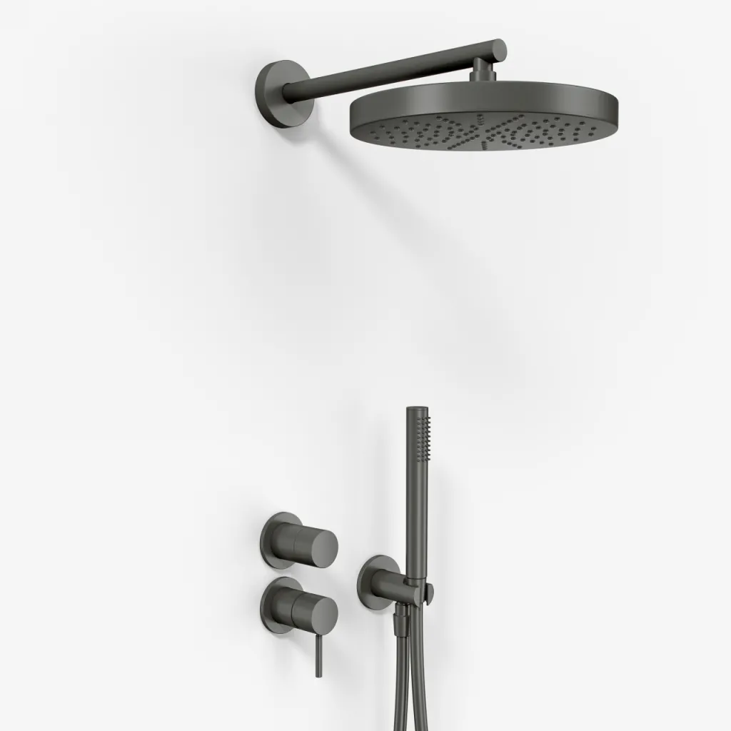 Semplice SBR901 S01 - Shower set Ø24 cm, Wall, PVD Matt Gun Metal