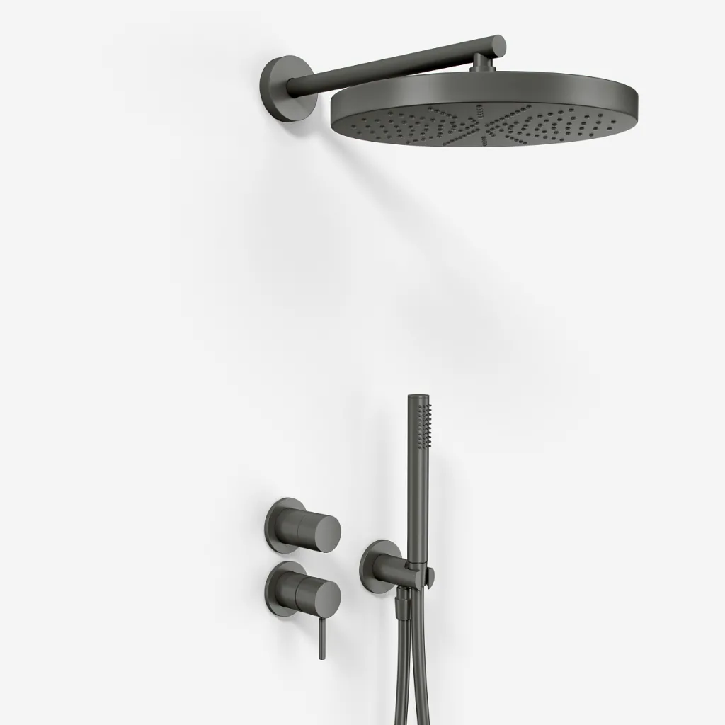 Semplice SBR901 S02 - Shower set Ø28 cm, Wall, PVD Matt Gun Metal