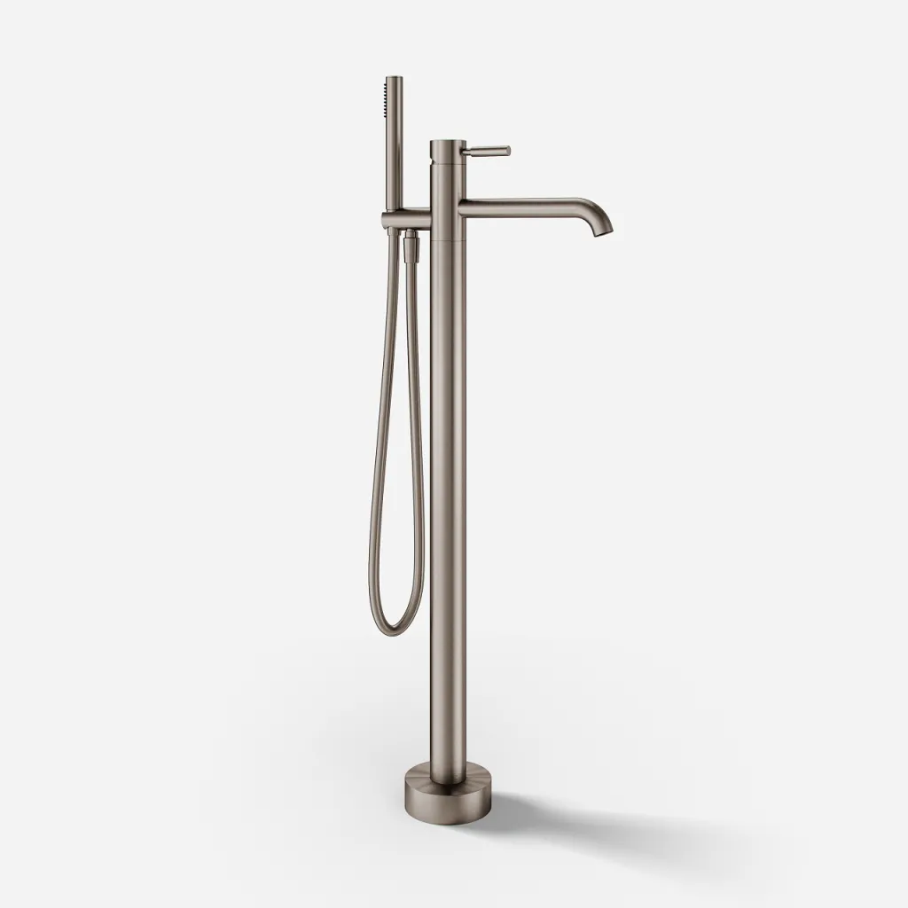 Semplice SQ2 - Freestanding bath mixer, PVD Brushed Steel