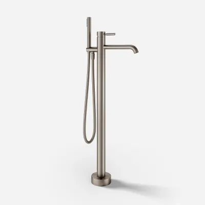 Semplice SQ2 - Freestanding bath mixer, PVD Brushed Steel