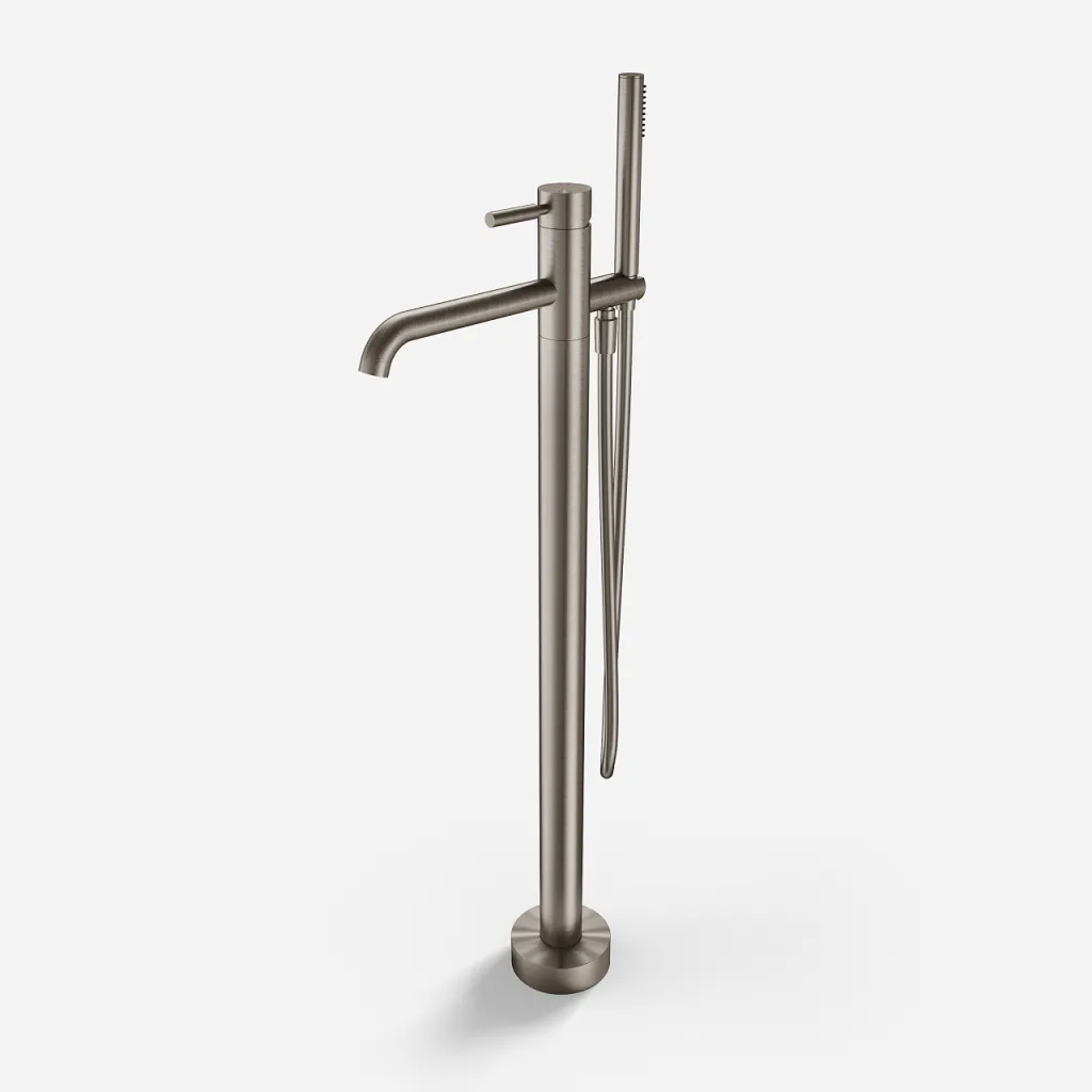 Semplice SQ2 - Freestanding bath mixer, PVD Brushed Steel
