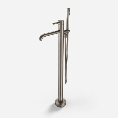 Semplice SQ2 - Freestanding bath mixer, PVD Brushed Steel