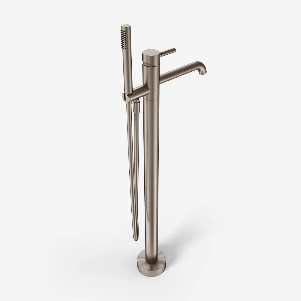 Semplice SQ2 - Freestanding bath mixer, PVD Brushed Steel