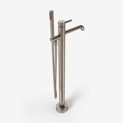 Semplice SQ2 - Freestanding bath mixer, PVD Brushed Steel