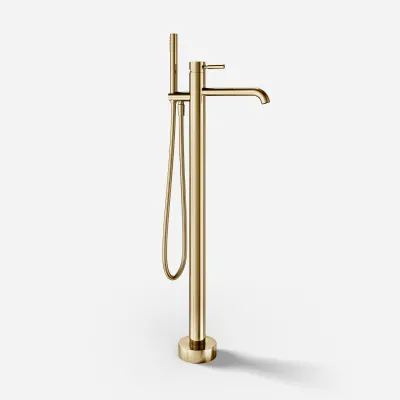 Semplice SQ2 - Freestanding bath mixer, Polished Brass Natural