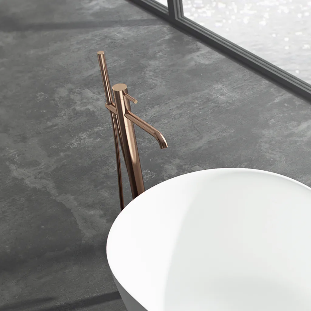 Semplice SQ2 - Freestanding bath mixer, PVD Brushed Copper